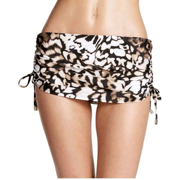 Calvin Klein Women's Ruched Swim Skirt Bottom Animal Print Skirtini Size M - Picture 1 of 7